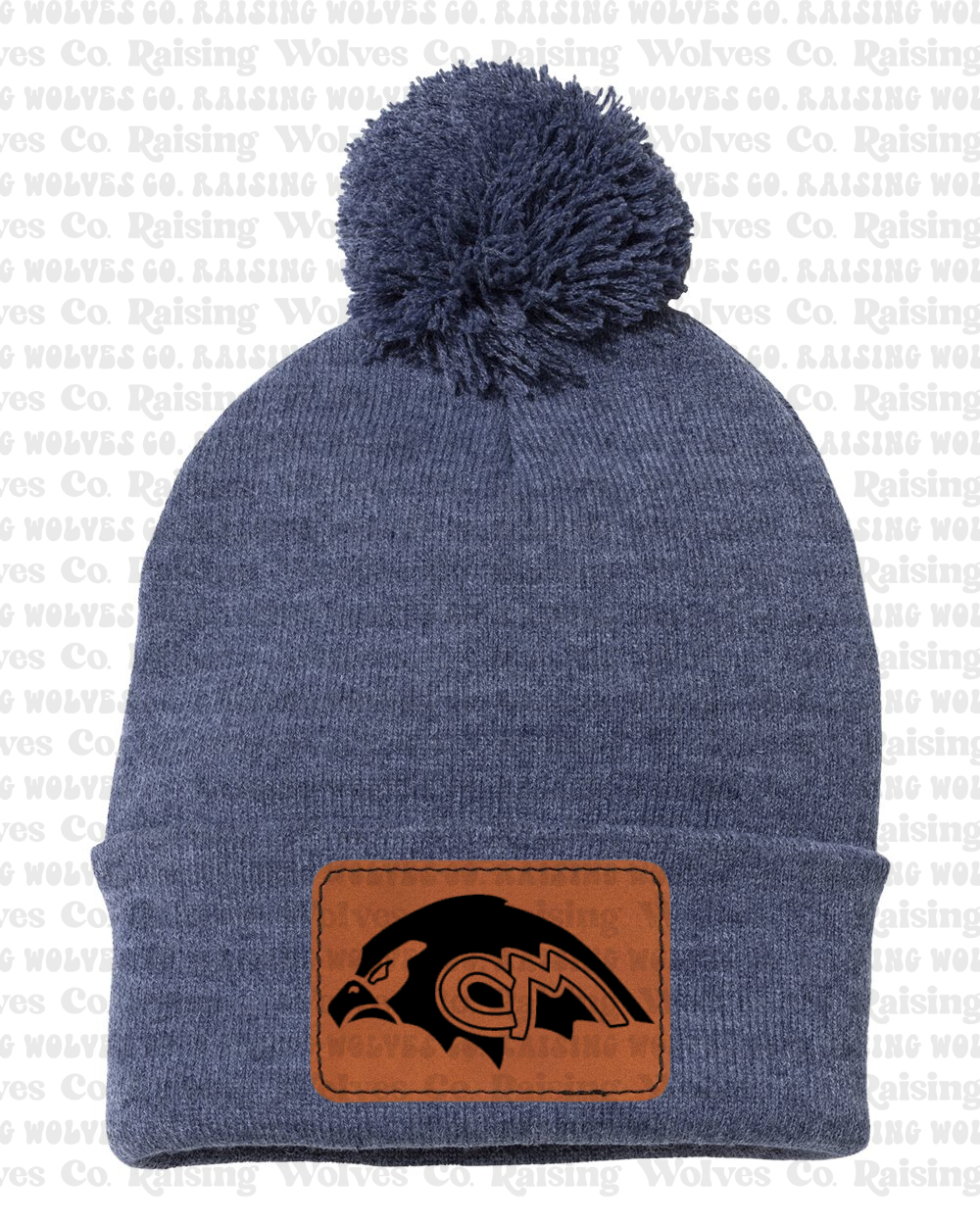 Heather Navy Tigerhawks Logo Pom Beanie