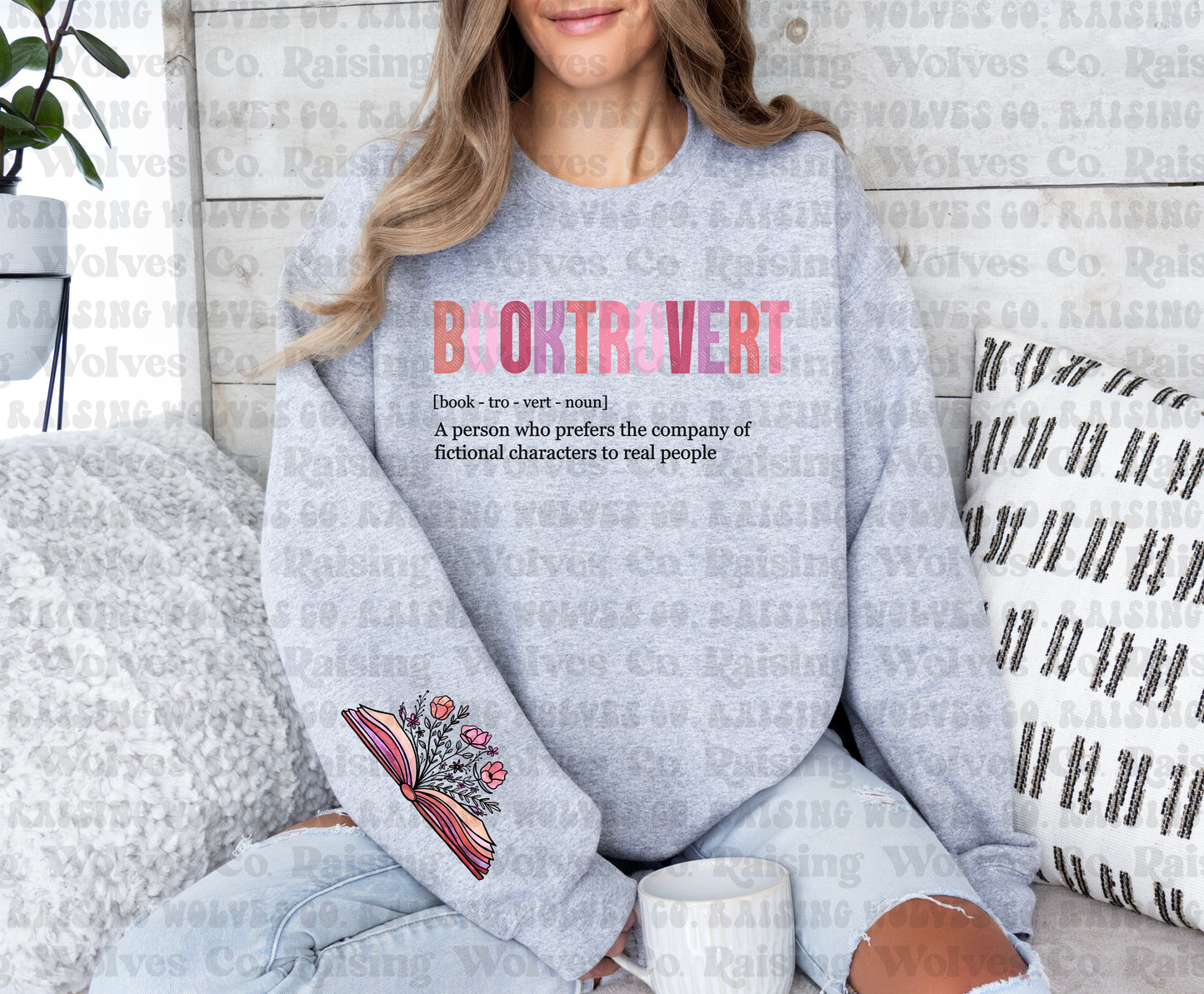 Booktrovert Unisex Crewneck with sleeve design
