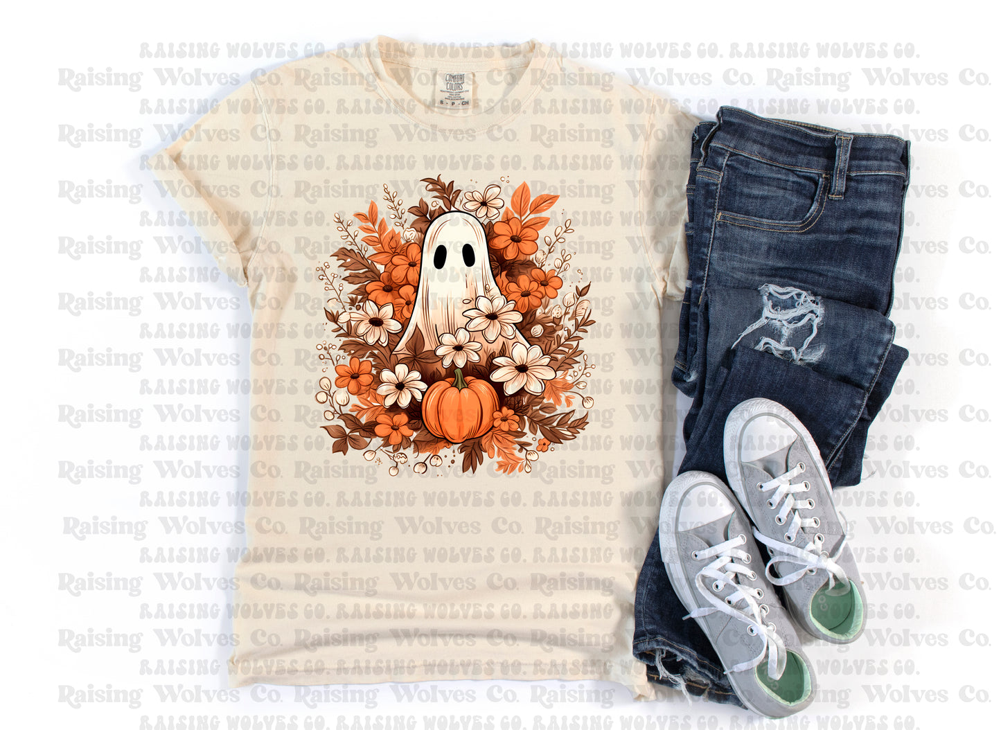 Floral Pumpkins Fall Comfort Colors Tee