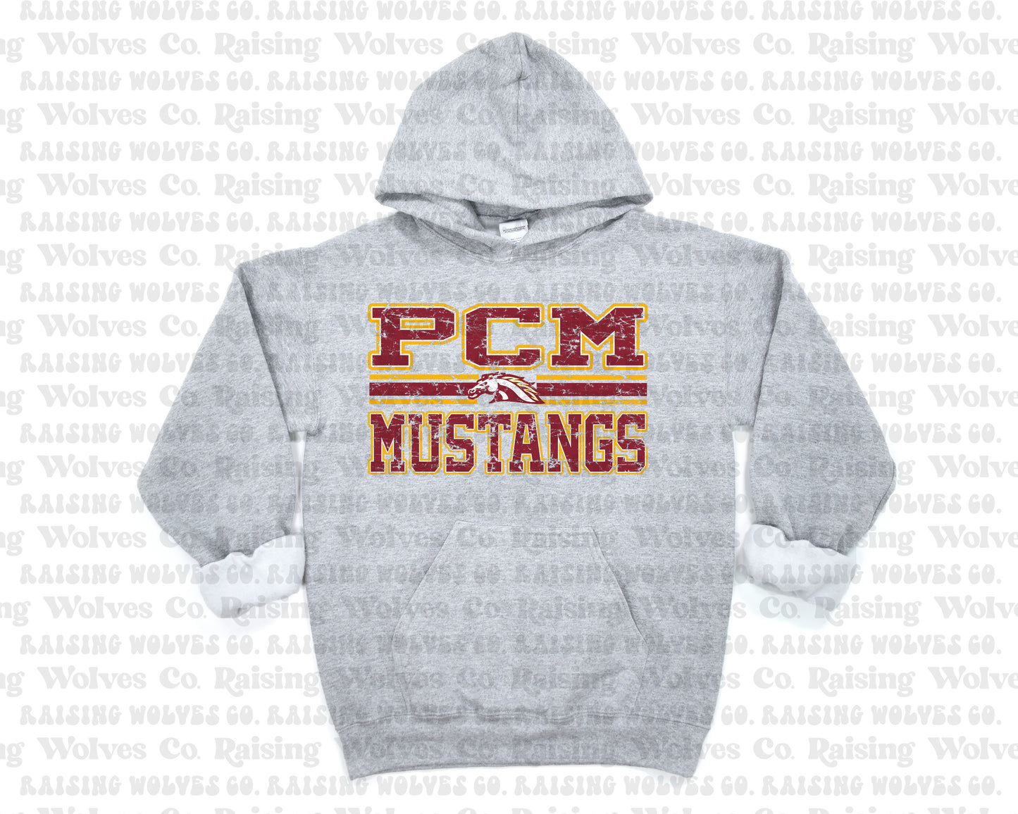 Mustangs Retro Varsity Grey Hoodie