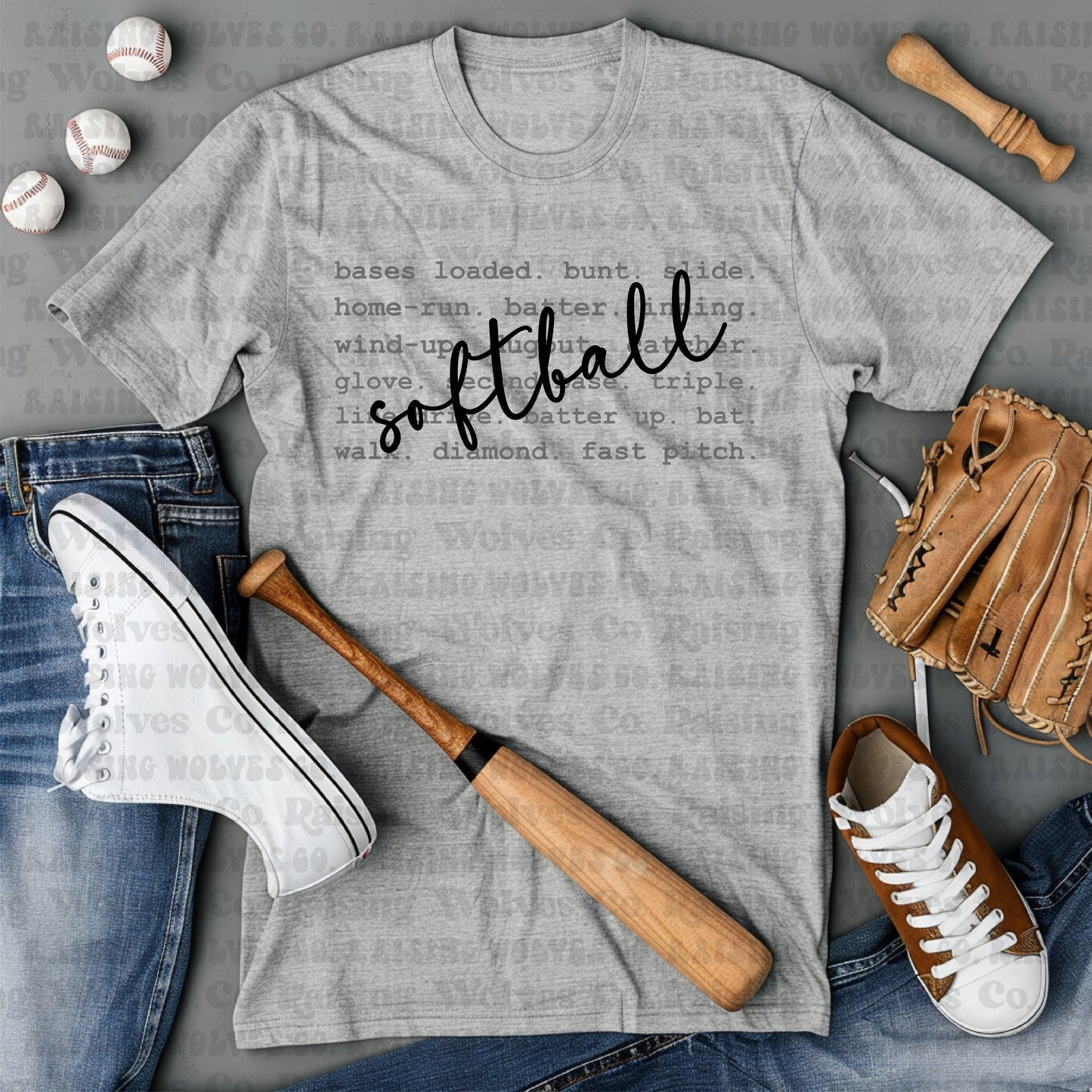 Softball Typography Tee/Long Sleeve/Crew/Hoodie