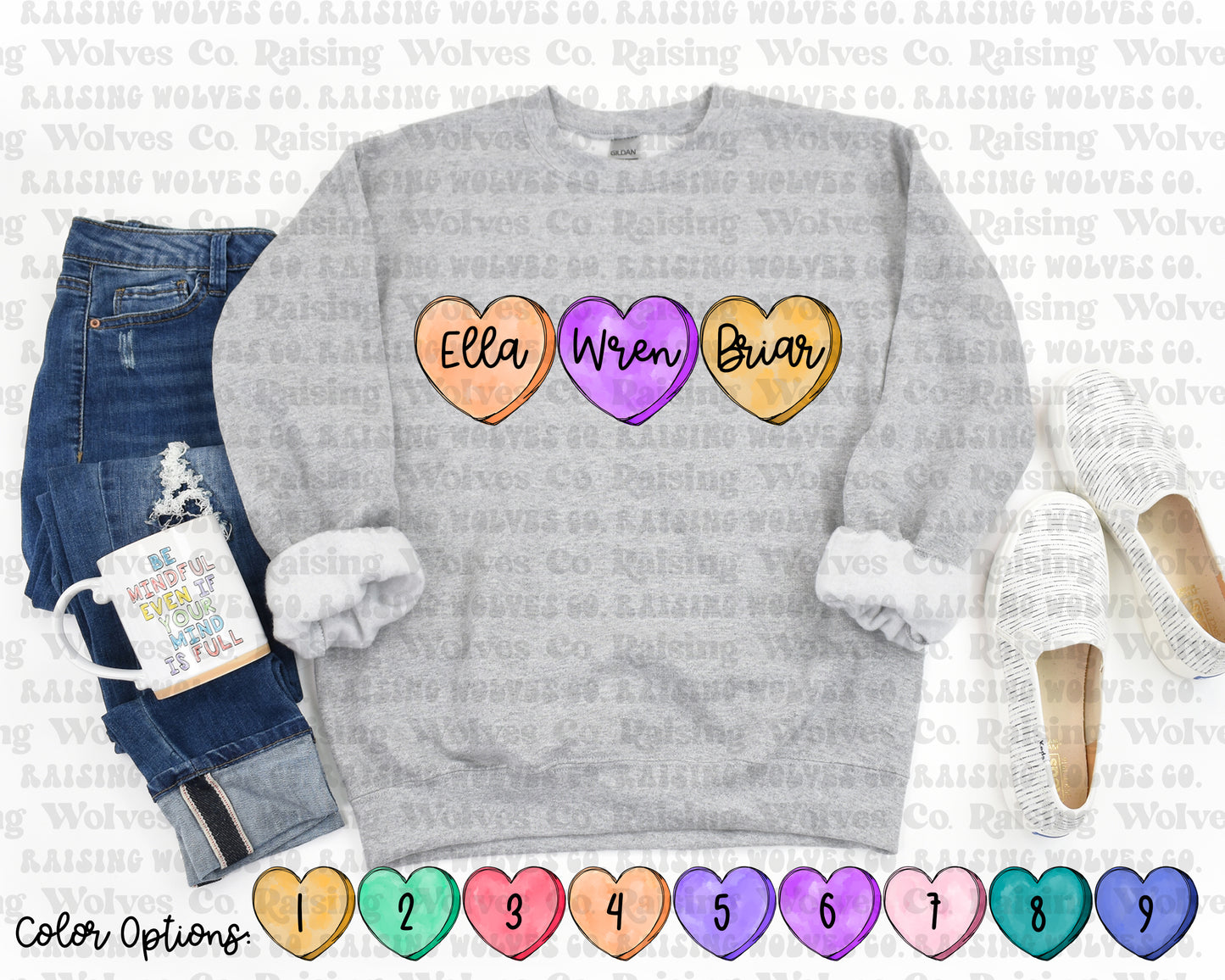 Day Custom Hearts Crew