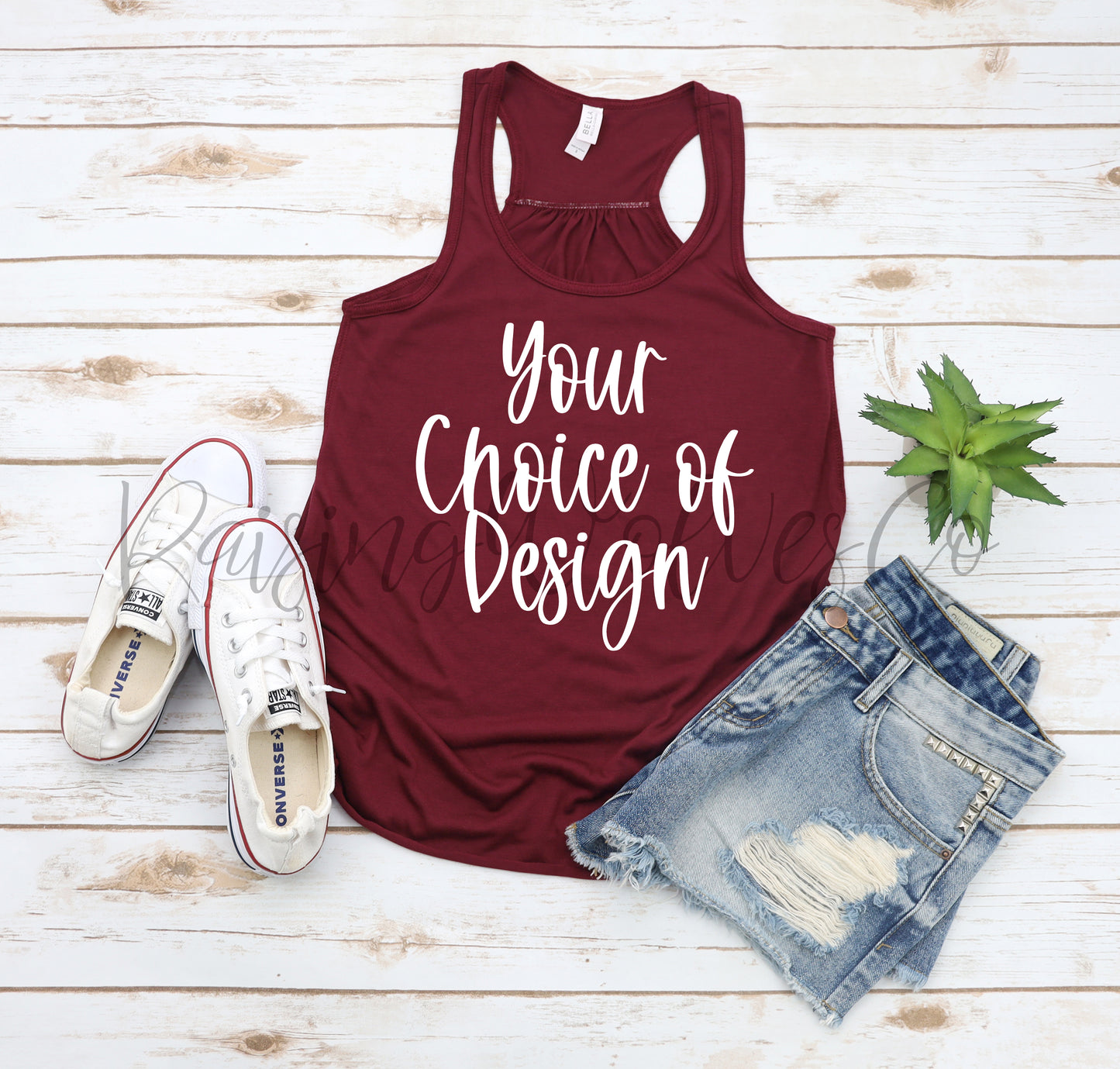 Bella Flowy Ladies Tank Maroon- Multiple Designs Available