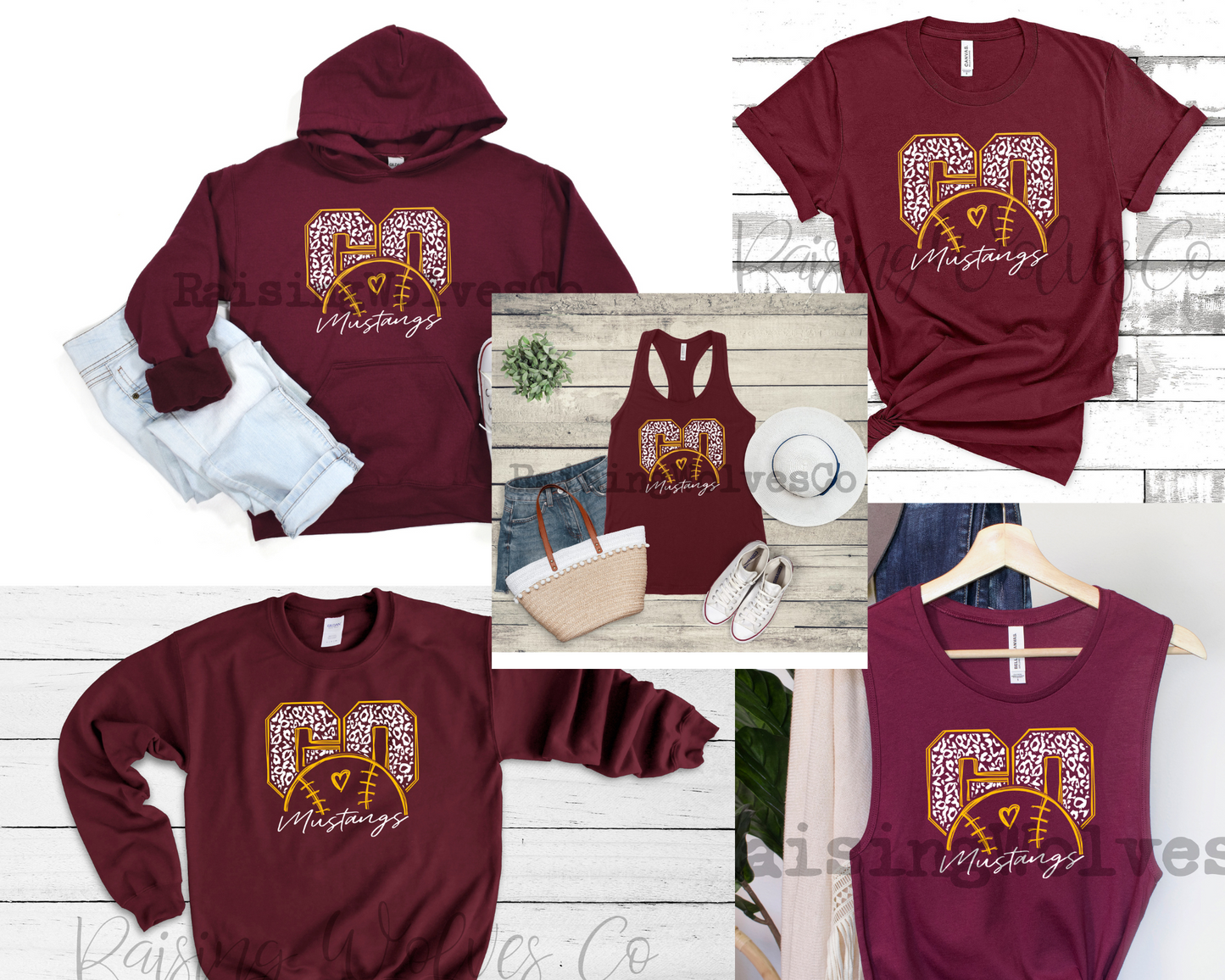 Bella Flowy Ladies Tank Maroon- Multiple Designs Available