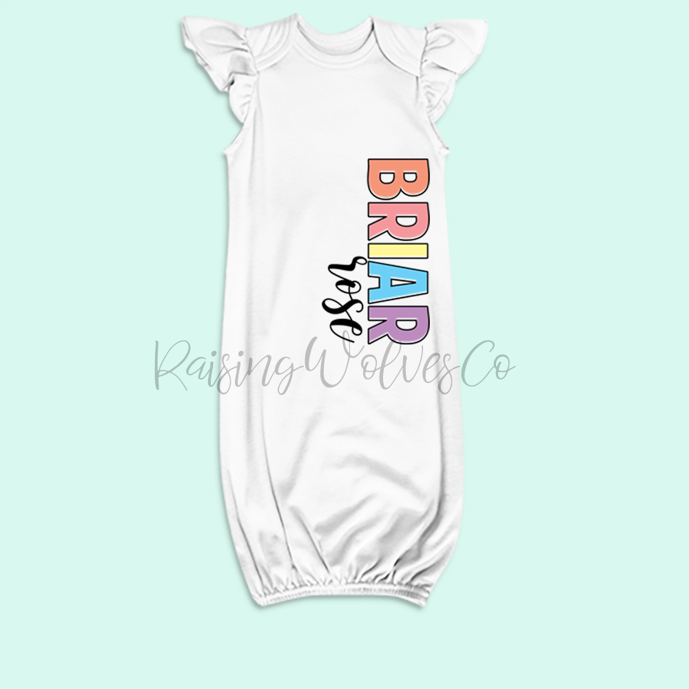 0-3M Personalized Pastel Baby Gown // Baby Shower Gift // Newborn Outfit