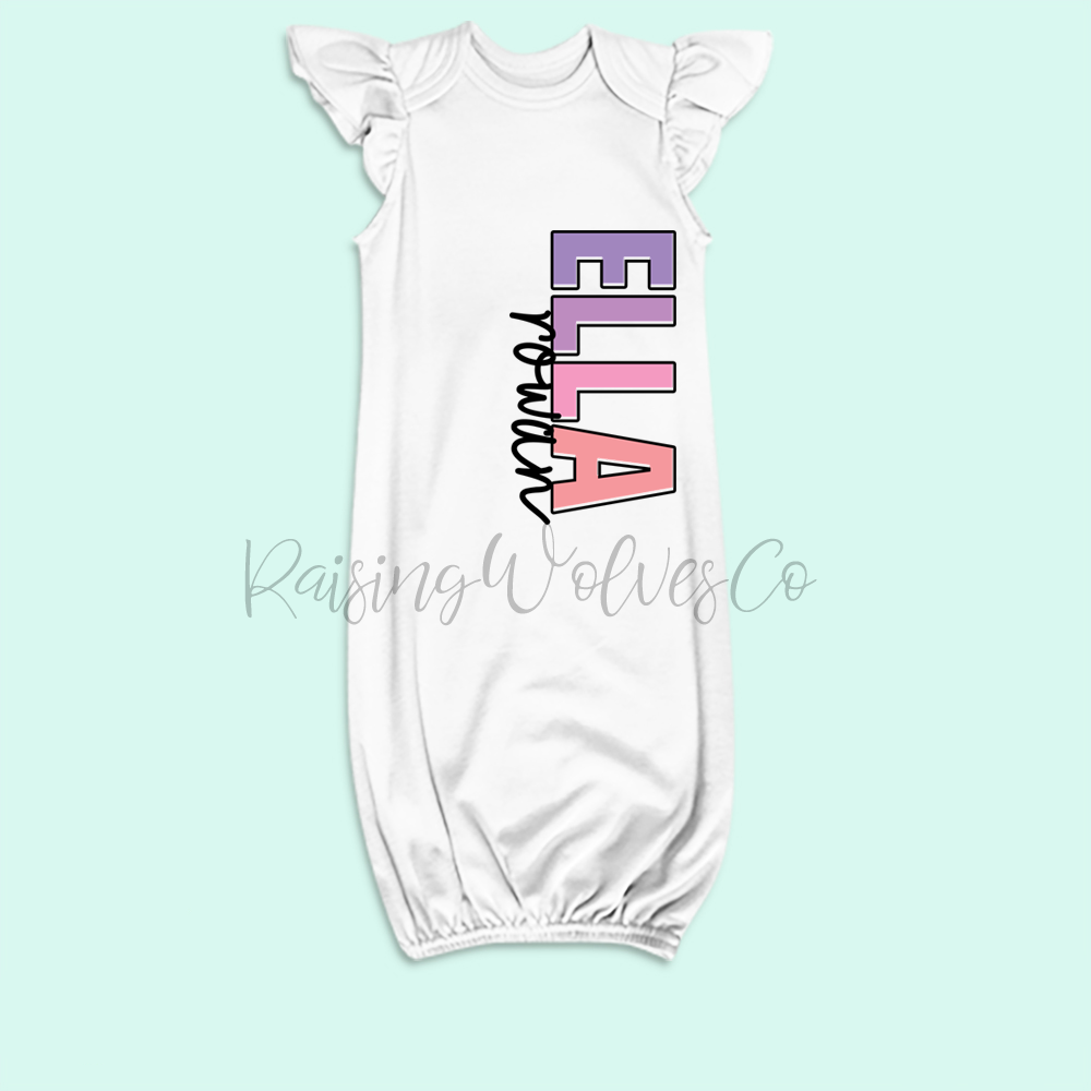 0-3M Personalized Pastel Baby Gown // Baby Shower Gift // Newborn Outfit