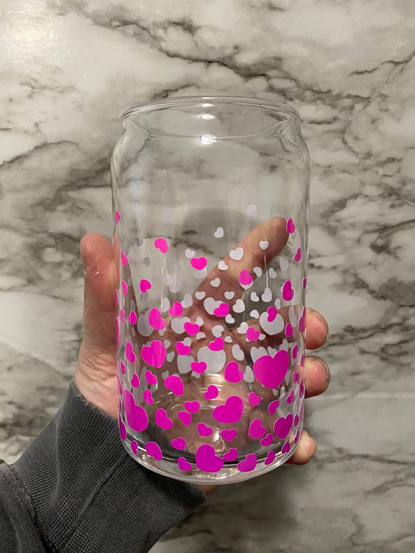 Color Changing Floating Hearts Beer Can Glass