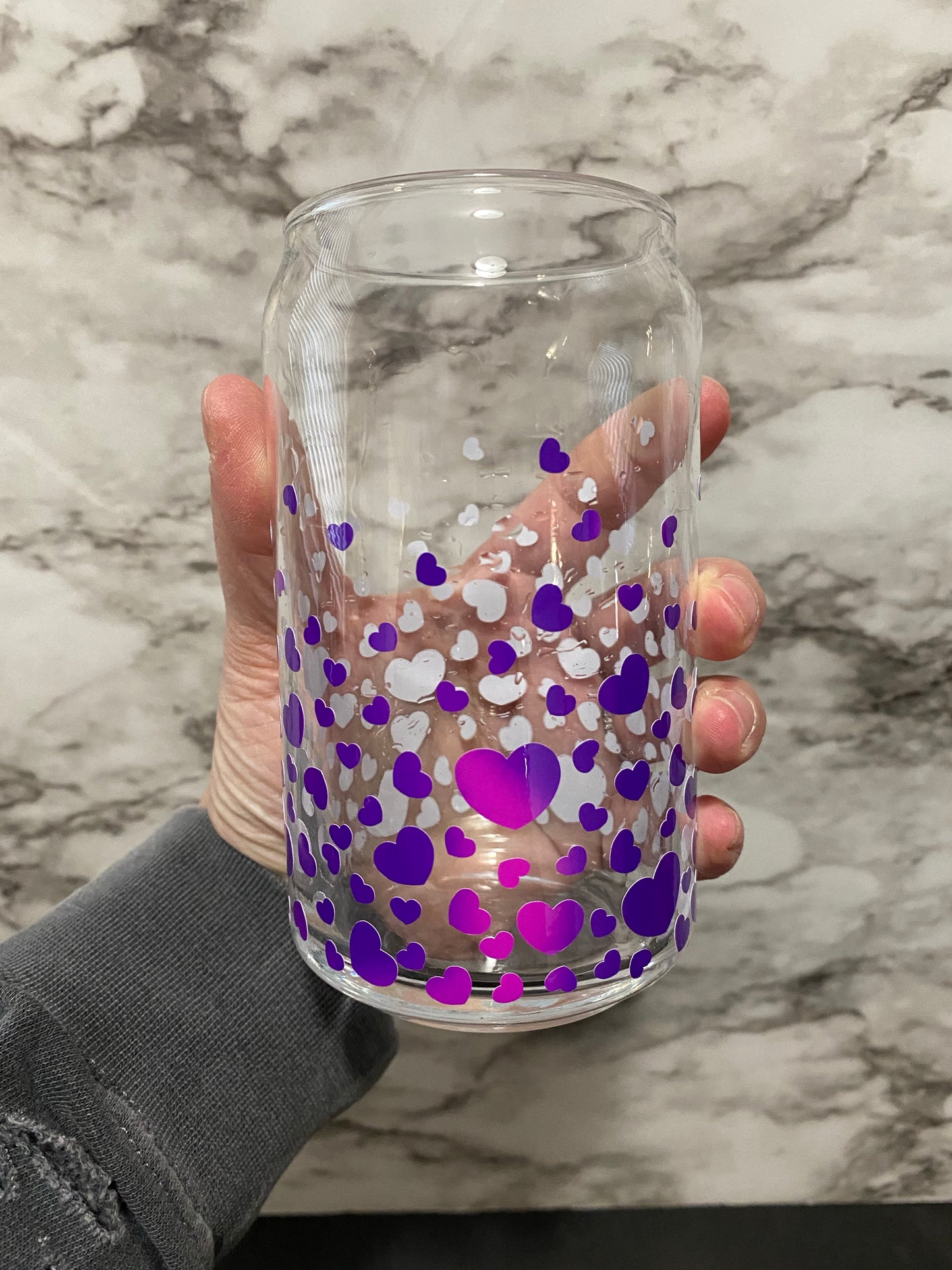 Color Changing Floating Hearts Beer Can Glass