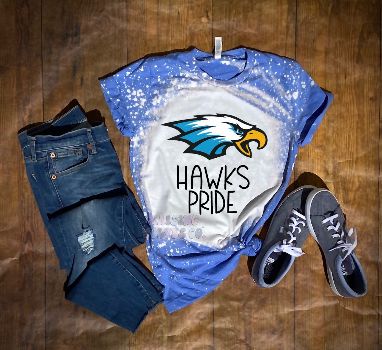 LS Hawks Pride Blue Bleached Tee