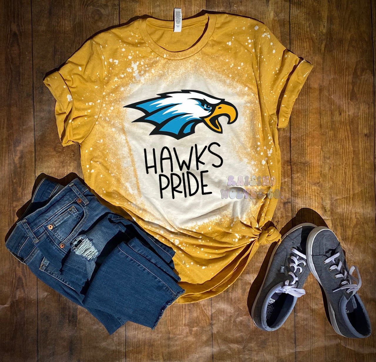 LS Hawks Pride Mustard Bleached Tee