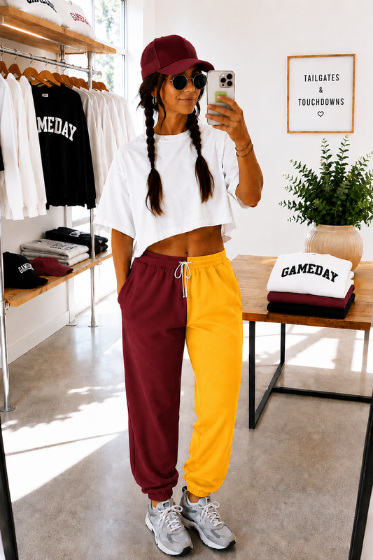 Maroon and Gold Two-Tone Pants Blank