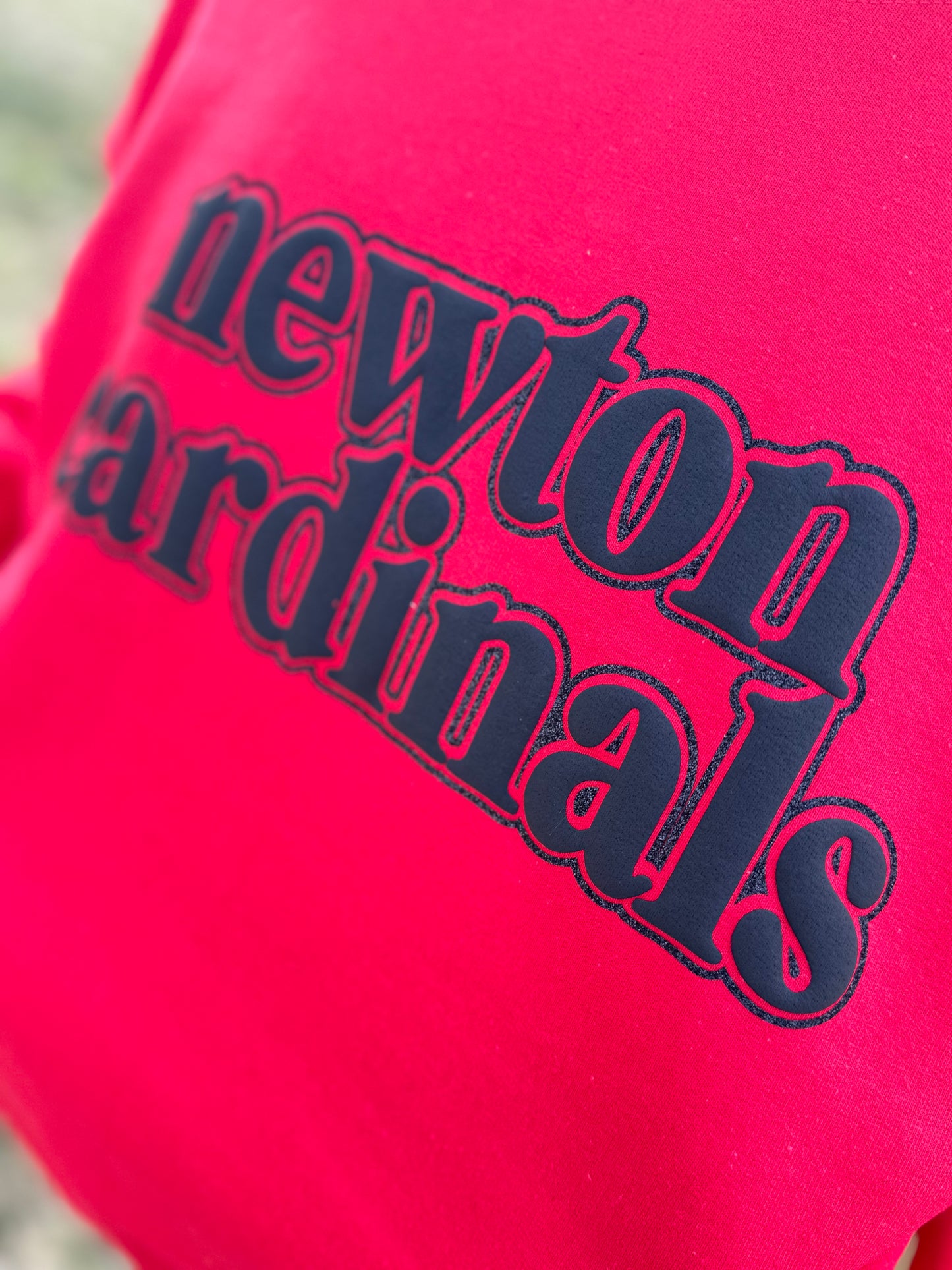 Red and Black Puff/Glitter Newton Cardinals Crewneck