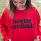 Red and Black Puff/Glitter Newton Cardinals Crewneck