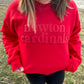 Red Monotone Puff/Glitter Newton Cardinals Crewneck