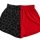 Red and Black Leopard Split Shorts
