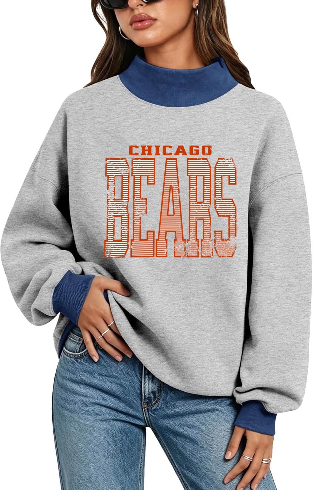 CHI stripe Grey/Navy Mockneck