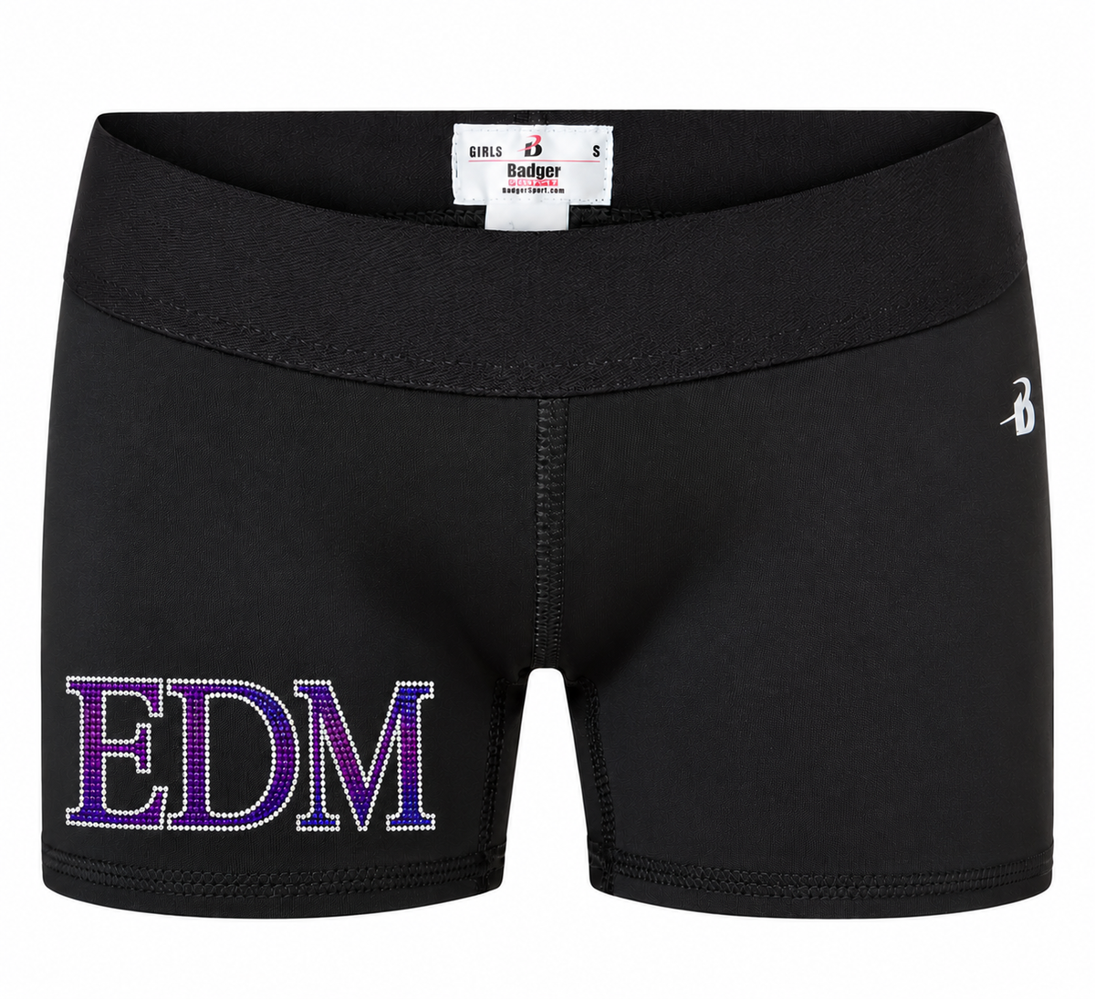 Black Express Spangle Badger Spandex Dance Shorts