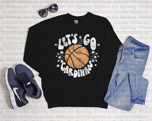 Let's Go Cardinals Basketball Black Shirt