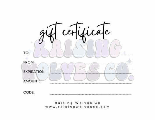 Raising Wolves Gift Card