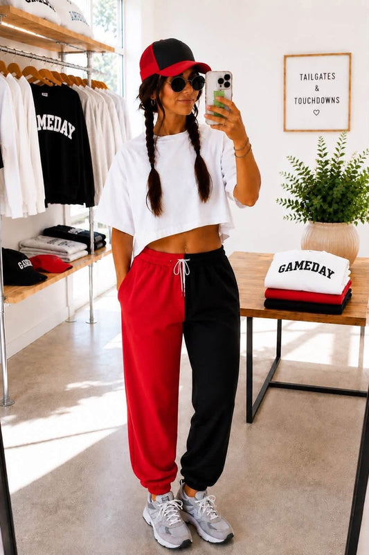 Red and Black Two-Tone Pants Blank