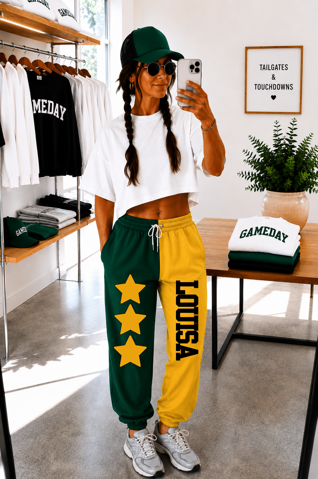 Louisa Two-Tone Pants with Design