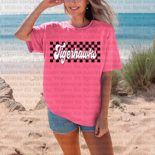 Comfort Colors Neon Pink Retro Tigerhawks Tee