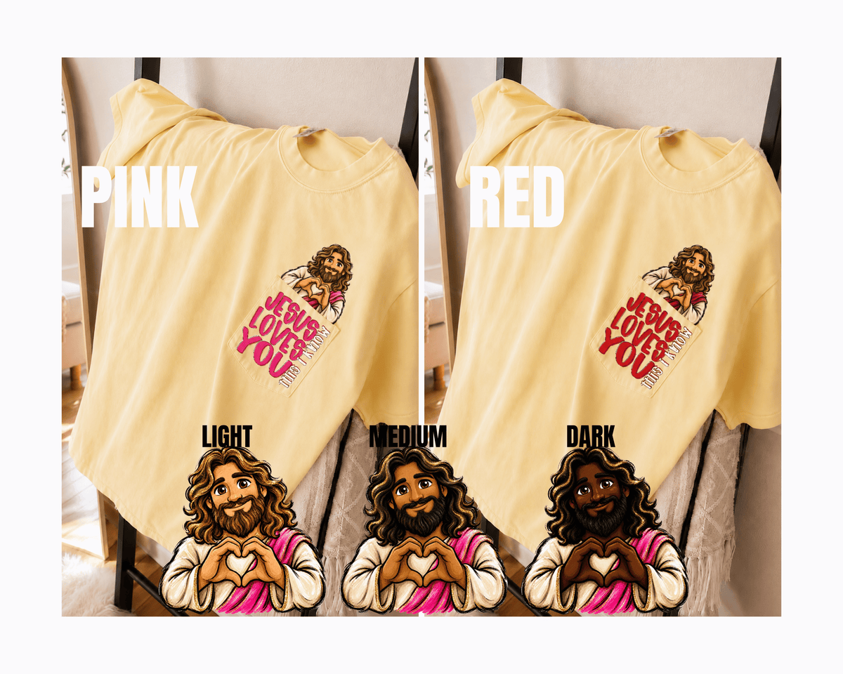 Comfort Colors Jesus Loves you Peek-A-Boo Pocket Tee