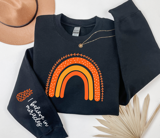 Infertility Rainbow Sleeve Black Crewneck