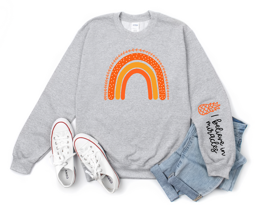 Infertility Rainbow Sleeve Grey Crewneck