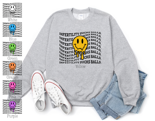 Infertility Sucks Balls(multiple smile color options available) Grey Shirt