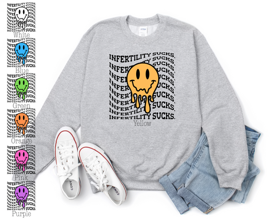 Infertility Sucks (multiple smile color options available) Grey Shirt