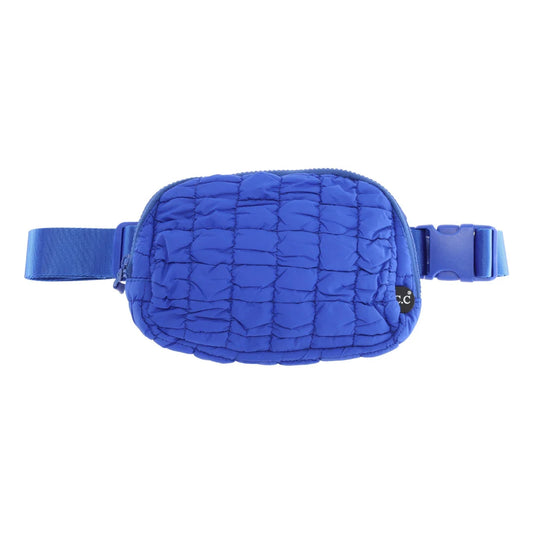 Blue TH CC Quilted Puffer Belt Bag