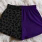 Purple and Black Leopard Split Shorts