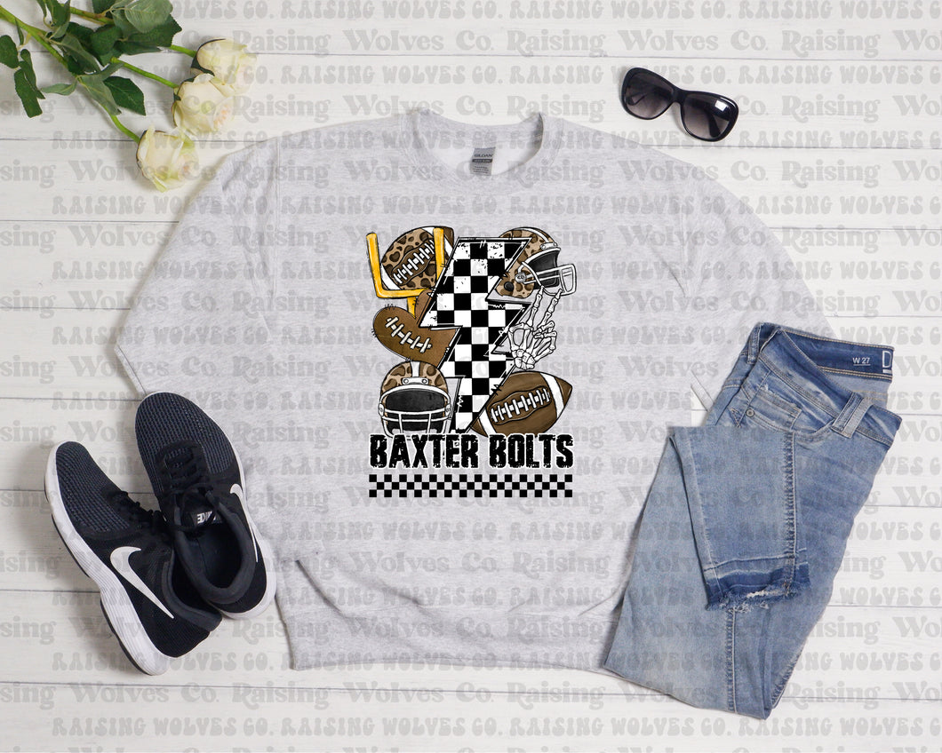 Baxter Bolts Black and White Crewneck Sweatshirt