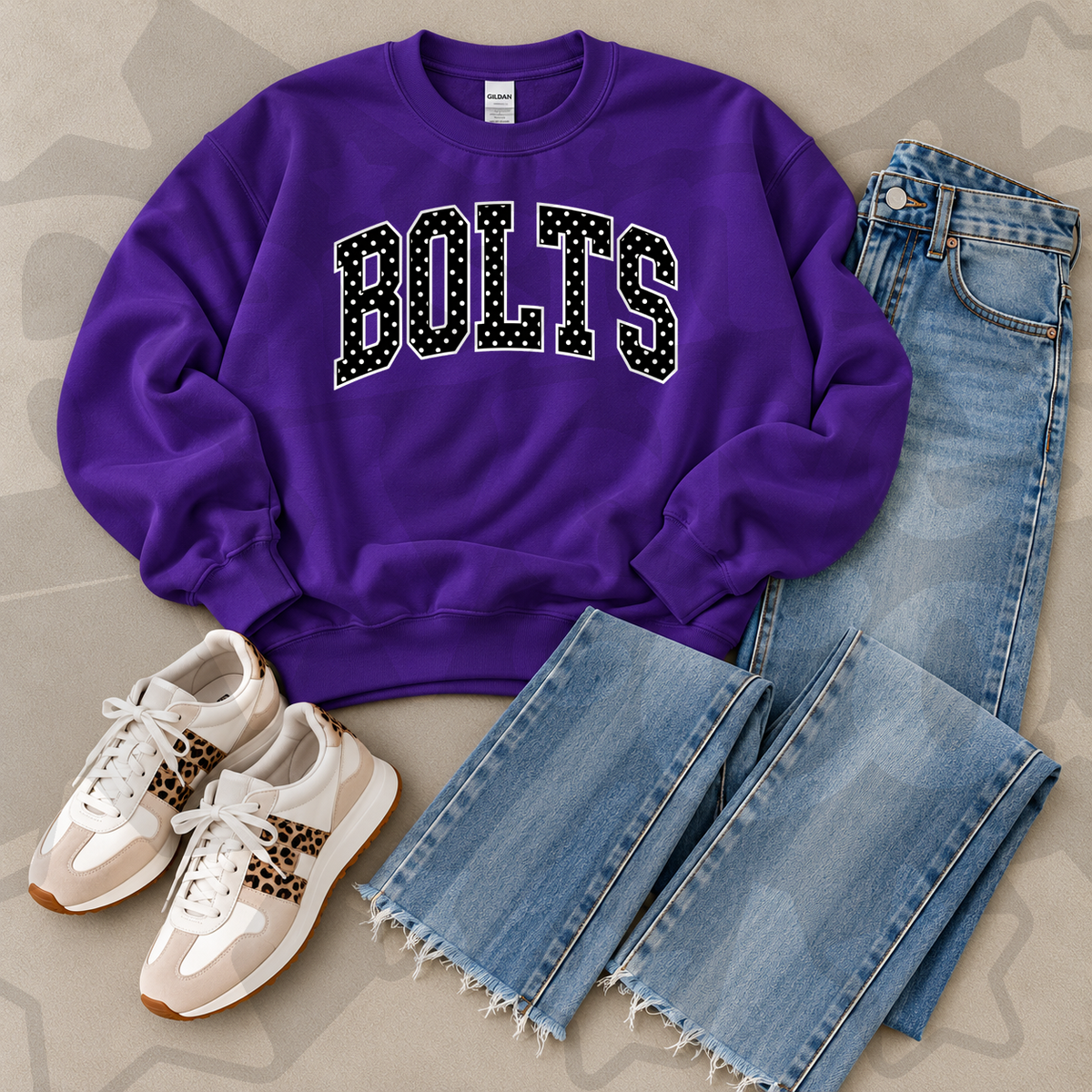 Bolts Purple Polka Dot