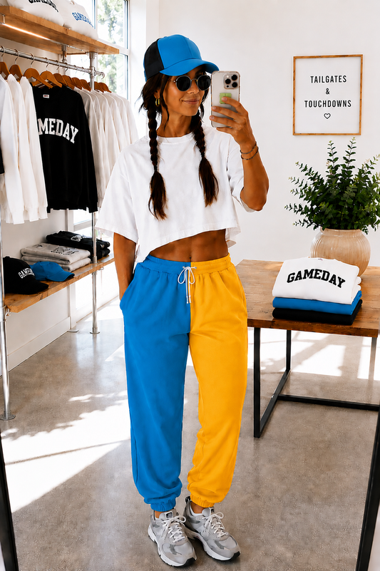 Blue and Gold Two-Tone Pants Blank