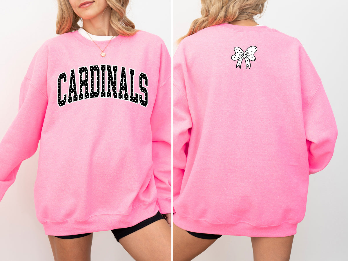 Cardinals Polka Dot Pink Crewneck