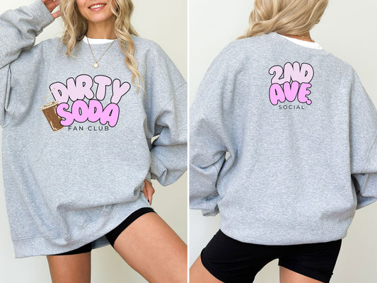 2nd Ave Social Dirty Soda Fan Club Grey Crewneck Sweatshirt