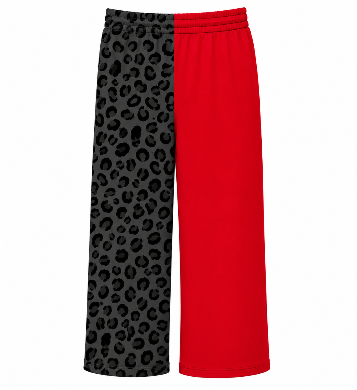 Red and Leopard Split Wide Leg Pants
