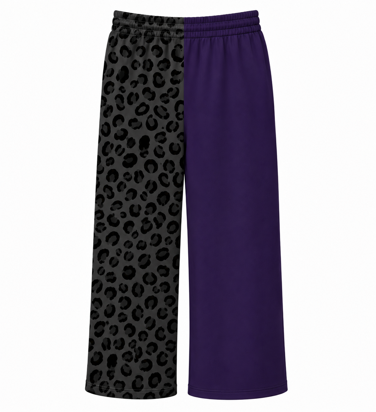 Black and Slate Leopard Split Wide Leg Pants