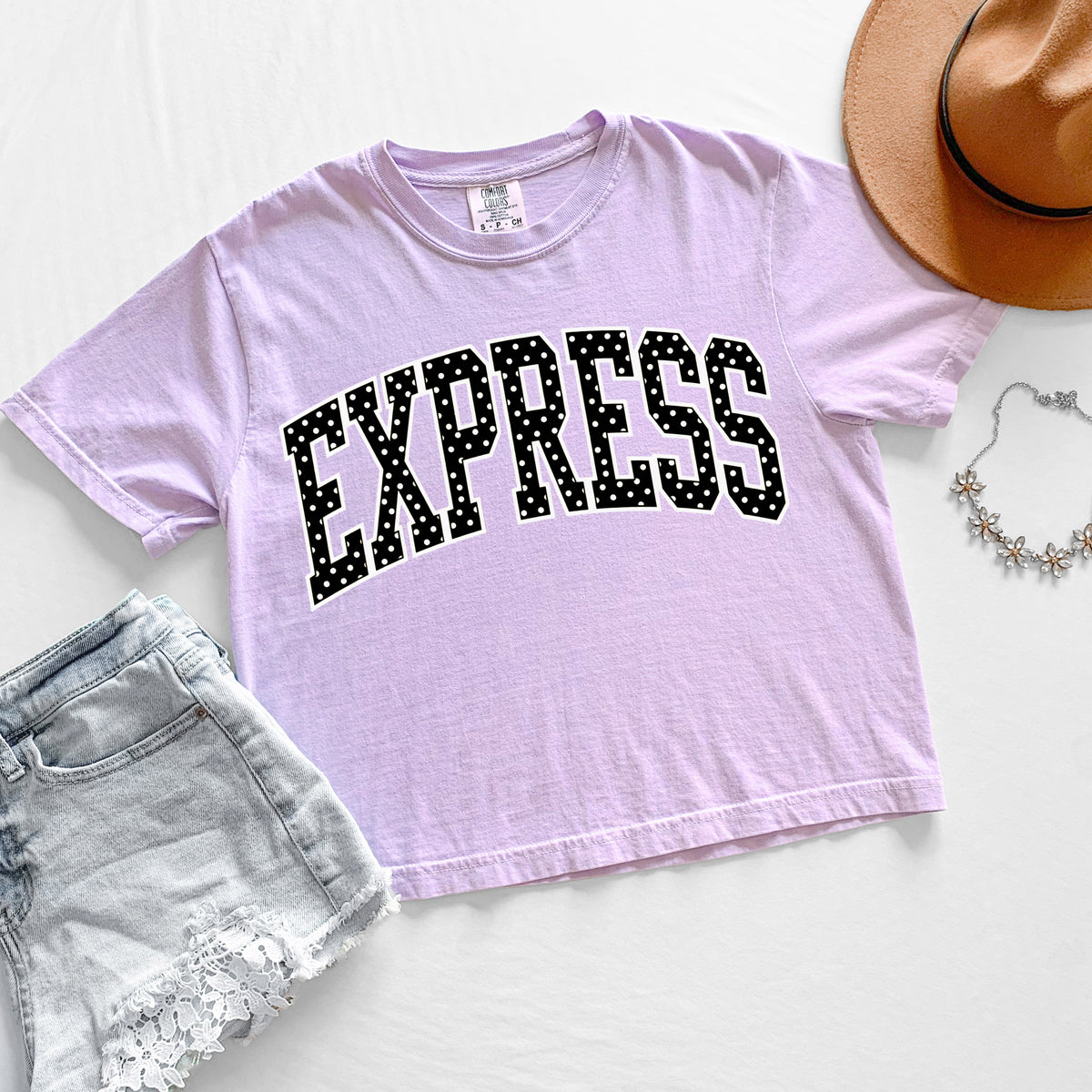 ****CROPPED ADULT**** Polka Dot Express Comfort Colors Tee