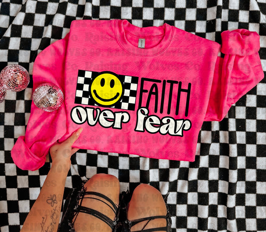 Faith Over Fear Pink Crew