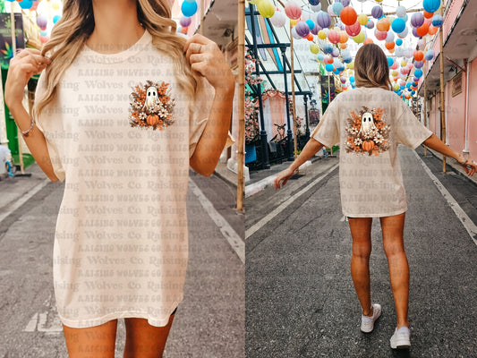 Floral Pumpkins Front and Back Fall Comfort Colors Tee