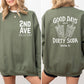 2nd Ave Good Days Start with Dirty Soda Military Green/White Crewneck Sweatshirt