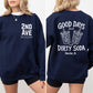 2nd Ave Good Days Start with Dirty Soda Navy/White Crewneck Sweatshirt