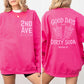 2nd Ave Good Days Start with Dirty Soda Pink/Pink Crewneck Sweatshirt