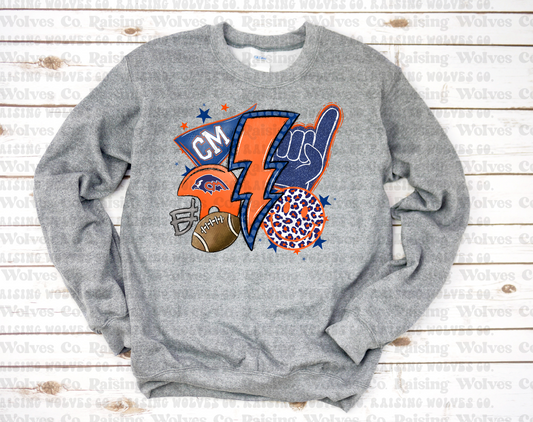 Tigerhawks Foam Finger Grey Crewneck Sweatshirt