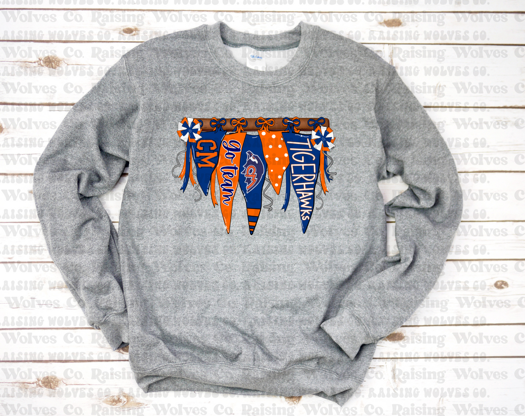 Tigerhawks Pennants Grey Crewneck Sweatshirt