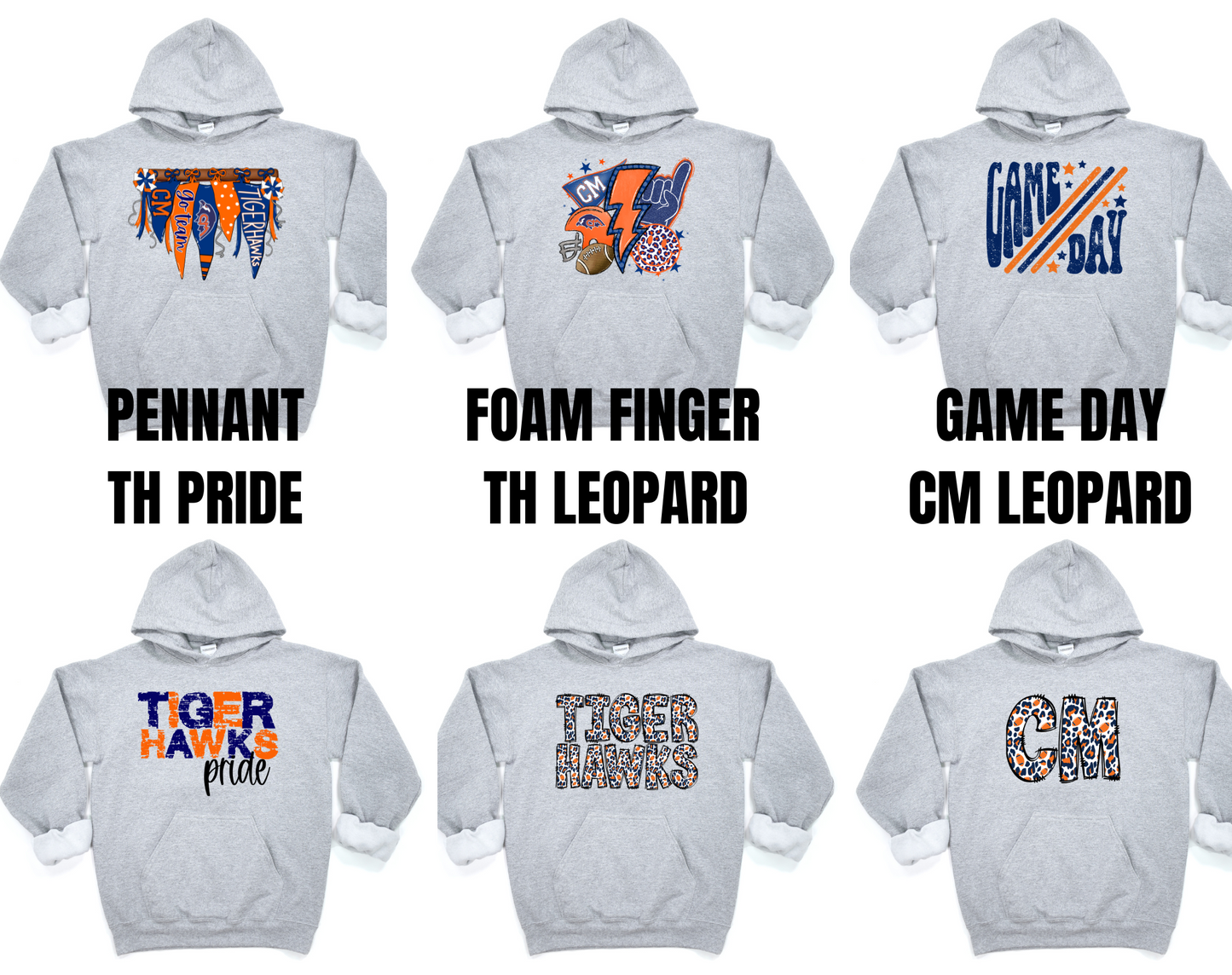 Tigerhawks Grey Hoodie Options 1