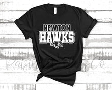 Load image into Gallery viewer, Newton Hawks Black Tee White Lettering
